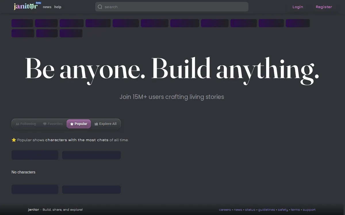 Janitor AI website screenshot